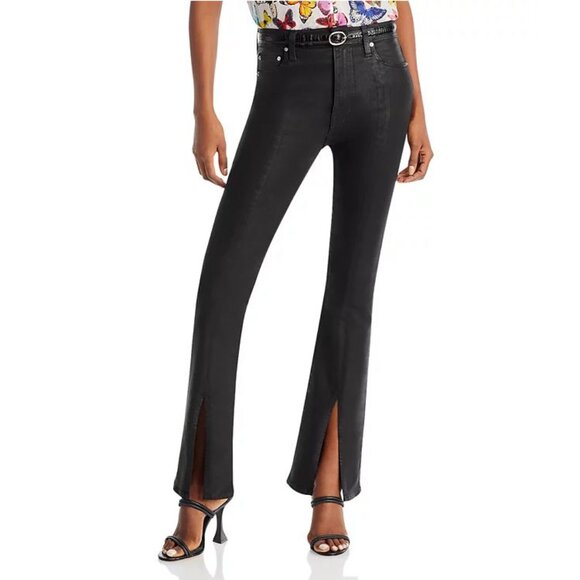 Derek Lamb 10 Crosby Lucia High Rise Split Hem JEANS 24 Coated Black NEW $285 - Picture 4 of 14